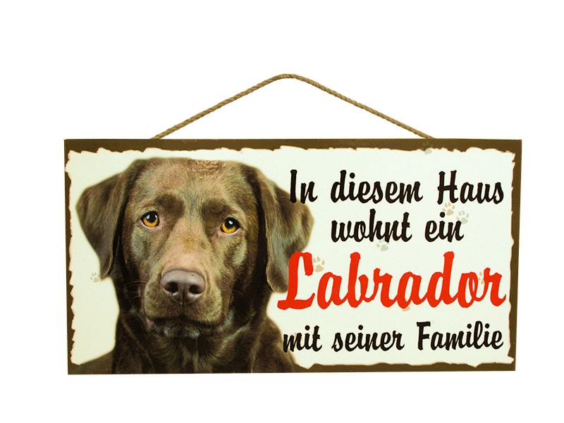 Holzschild - Hier wohnt ein Labrador mit seiner Familie - 25 x 12,5 c,  10,90 €